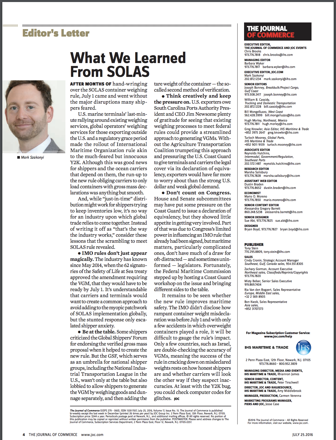 The Journal of Commerce (Silver) to TABPI